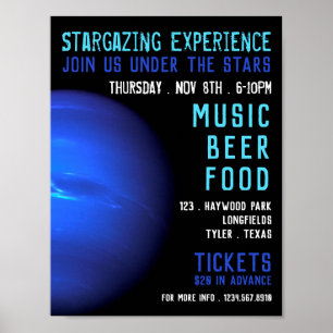 Poster Planet Neptune, Planétarium, Evénement Publicité