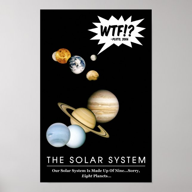 Poster Planet Pluto WTF! ? Funky Solar System Classroom (Devant)