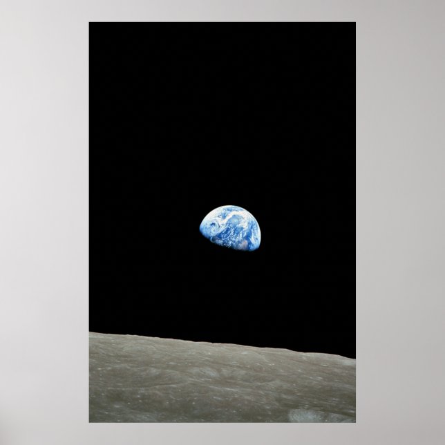 Poster planète bleue de l'espace lune (Devant)