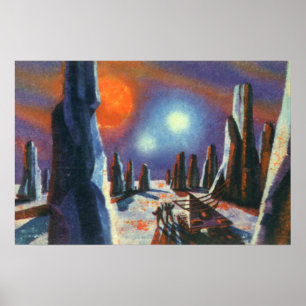 Poster Planète étrangère vintage de la science-fiction