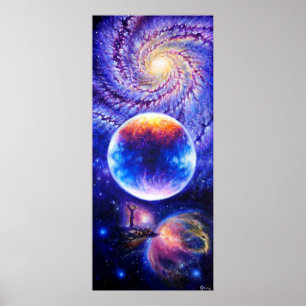 Poster Planète Galaxie et nébuleuse