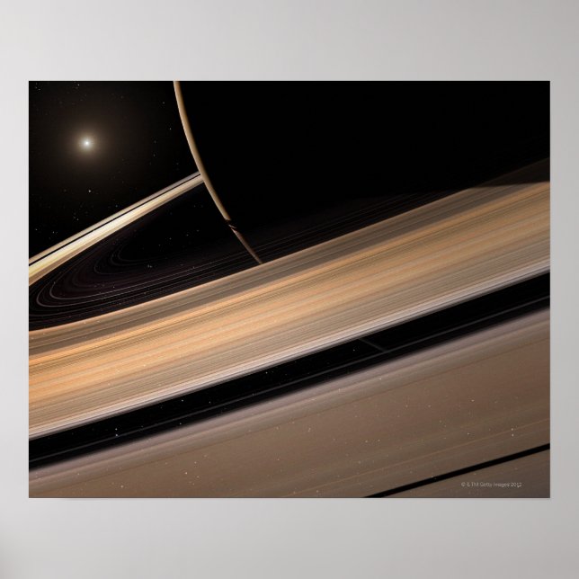 Poster Planète Saturne dans le système solaire, gros plan (Devant)