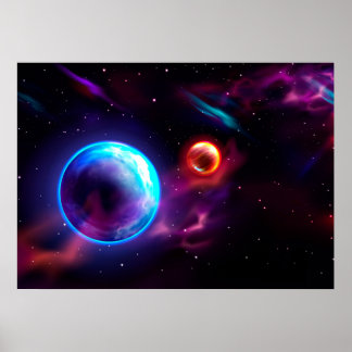 Poster Planètes Galaxie spatiale