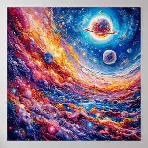 Poster Planètes lunaires galaxie