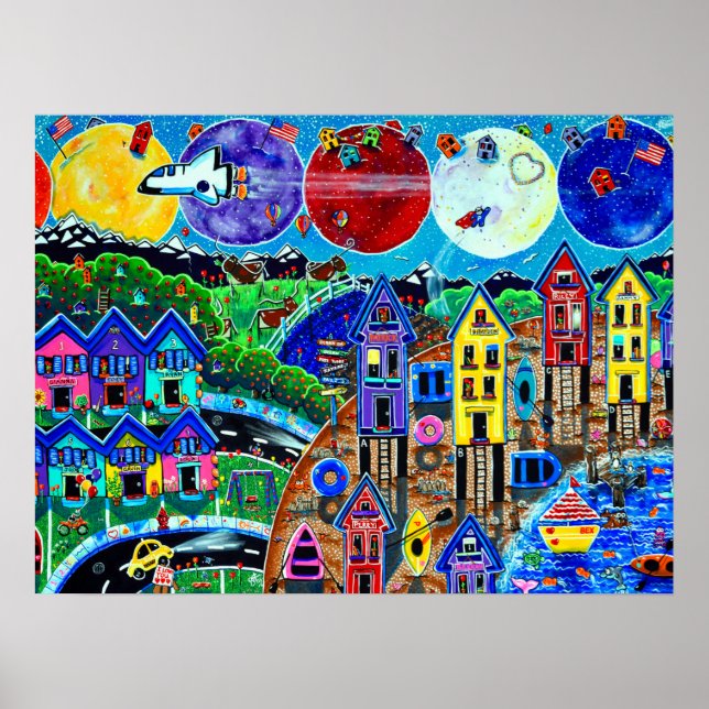 Poster Planètes pour enfants Navette spatiale World Ocean (Devant)
