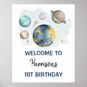 Poster Planètes spatiales Galaxy Boy Accueil d'anniversai