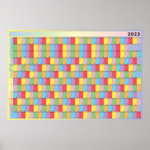 Poster Planificateur annuel 2023 jour de couleur spécifiq