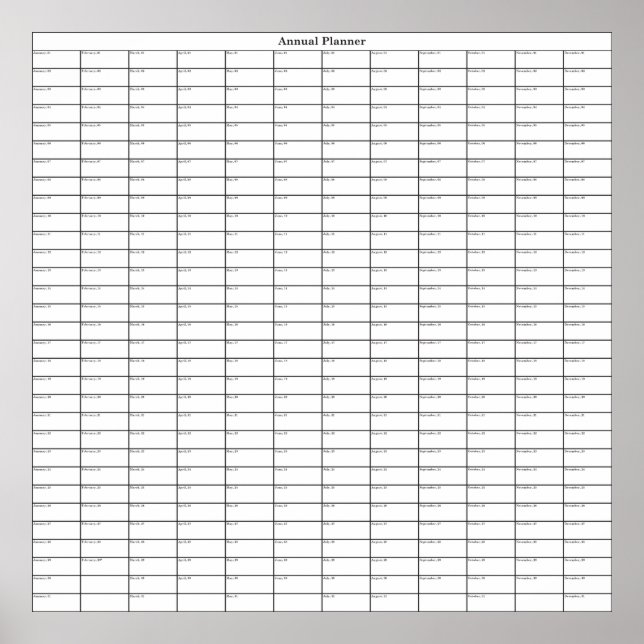 Poster Planificateur annuel générique (Devant)