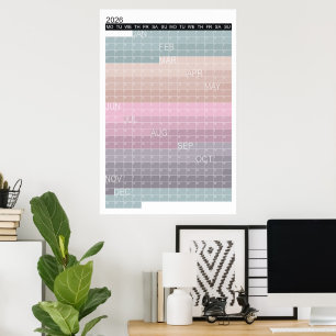Poster Planificateur annuel vertical de calendrier coloré