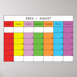 Poster planificateur de calendrier de jours de couleur ao