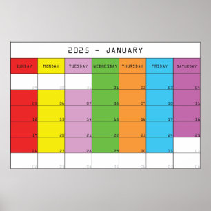 Poster planificateur de calendrier de jours de couleur ja