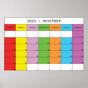 Poster planificateur de calendrier de jours de couleur no