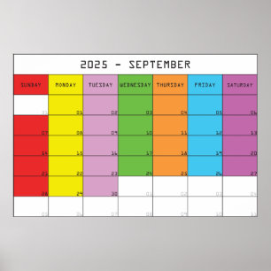 Poster planificateur de calendrier de jours de couleur se