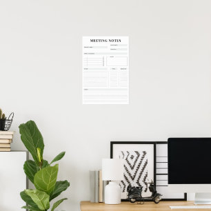 Poster Planificateur de notes de réunion professionnelle 