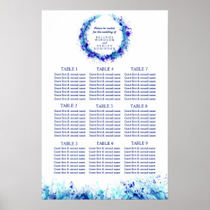 Poster Planificateur de table de mariage assis art bleu 1