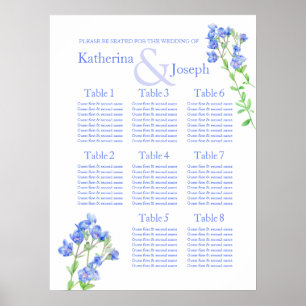 Poster Planificateur de table de mariage bleu Speedwell 1