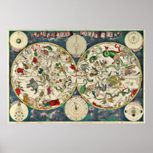 Poster Planisphæri cœleste Celestial Map Frederick De Wit