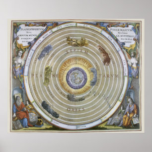 Poster Planisphère ptolémaïque vintage par Andreas Cellar