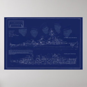 Poster Plans de navire USS The Sullivans