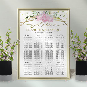 Poster Plans de table de mariage printanier aux fleurs sa