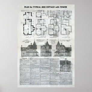 Poster PLANS et SPECS pour le VICTORIAN HOME TYPICAL 1882