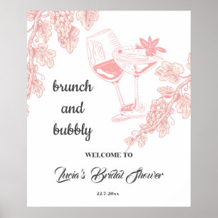 Poster Plante de raisin Champagne Fête des mariées rétro