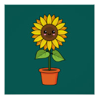 Plante de tournesol Kawaii dans un pot
