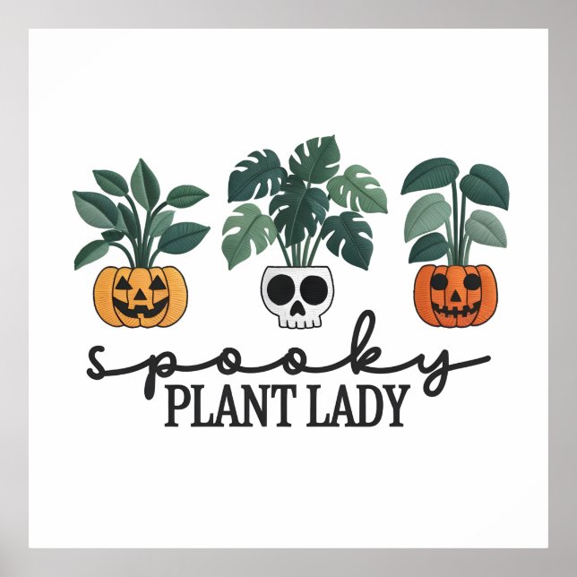 Poster Plante éffrayant Lady Halloween Monstera Design (Devant)
