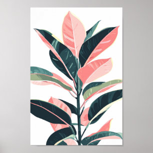 Poster Plante en caoutchouc rose et verte 🌿🌸