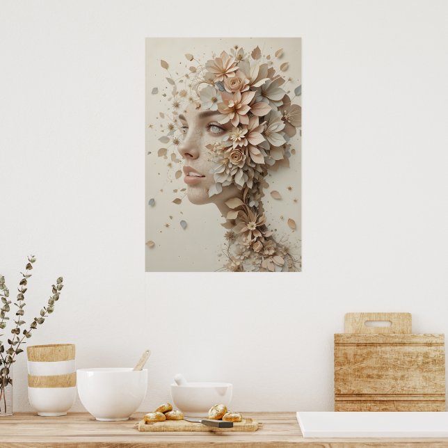 Poster plante-Humain Fusion Art Mur Abstrait (Cuisine)