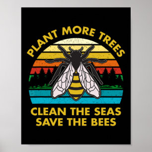 Poster Plante Plus D'Arbres Nettoyer La Mer Sauver Les Ab
