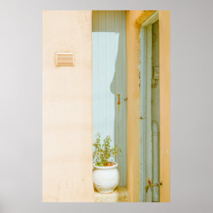 POSTER PLANTE VERT AVEC VASE CÉRAMIQUE À CÔTÉ DU BOIS BLA