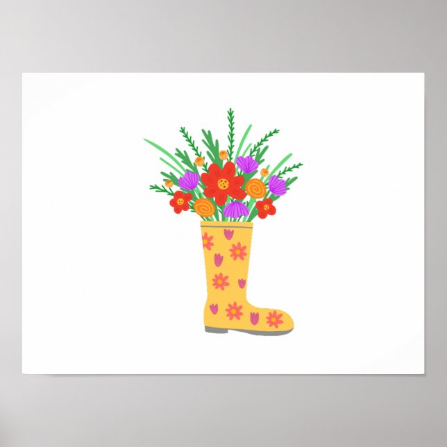Poster Plantes de couleurs vives en Bottes (Devant)