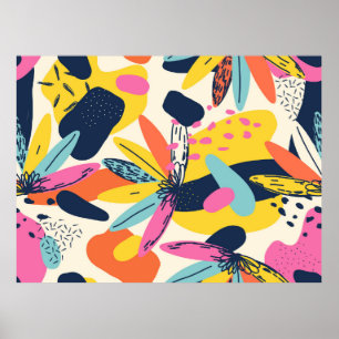 Poster Plantes de jungle exotique moderne motif d'illustr