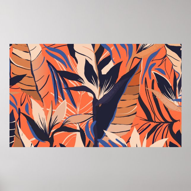 Poster Plantes de jungle exotique moderne motif d'illustr (Devant)