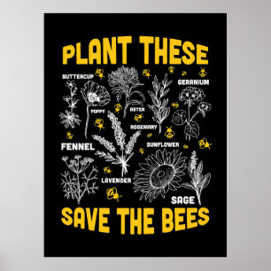 Poster Plantes Qui Sauvent Les Abeilles