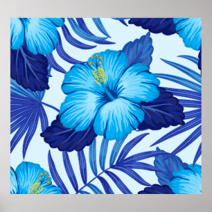 Poster Plantes tropicaux hawaïens, motif hibiscus.
