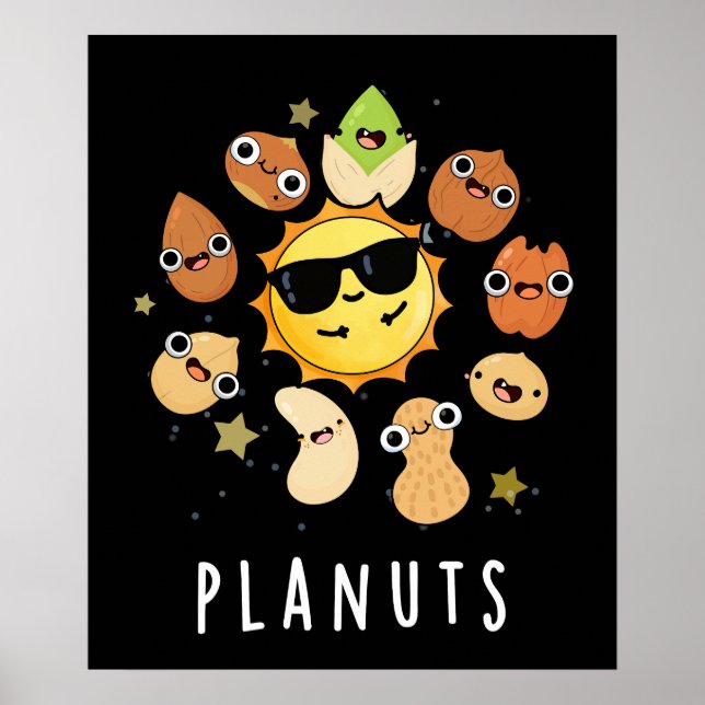 Poster Planuts Funny Astronomie Nuts Pun Dark BG (Devant)