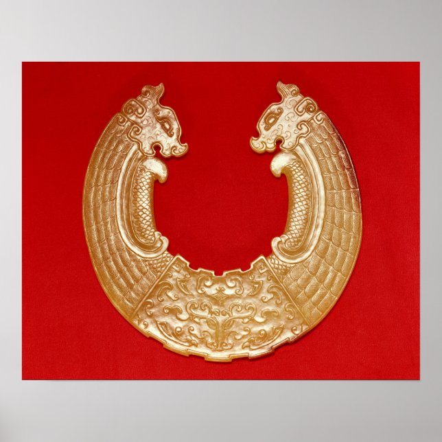 Poster Plaque avec deux dragons et un masque à cravate de (Devant)
