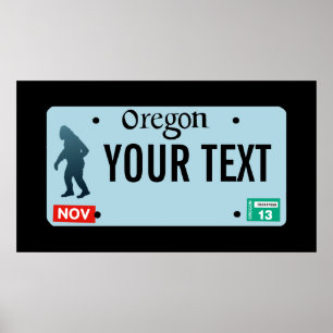 Poster Plaque de licence Oregon Sasquatch
