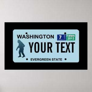 Poster Plaque de licence Washington Sasquatch
