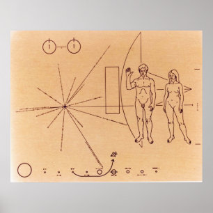 Poster Plaque de Pioneer 10's gravée en or anodisé