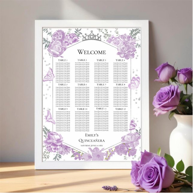 Poster Plaque de signalisation Quinceanera Lavender Siège (Créateur téléchargé)