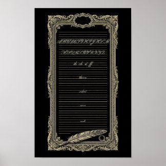 Poster Plaque de spécimen de calligraphie écriture manusc