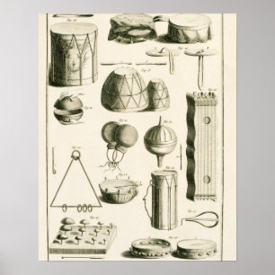 Poster Plaque II : instrument de percussion ancien et mod