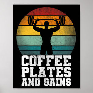 Poster Plaques Et Gains De Café - Travail De Poids Rétro