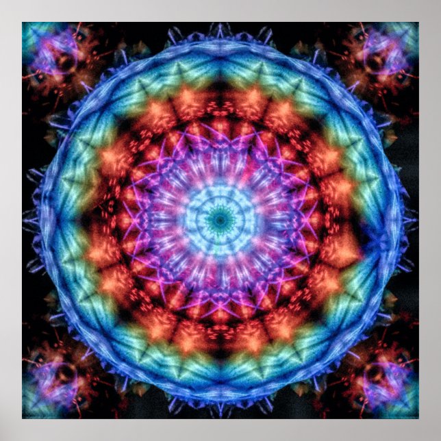 Poster Plasmagoria - Psychdelic Tie Dye Mandala (Devant)