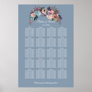 Poster Plastique bleu-bleu rose floral Dusty Graphique 16
