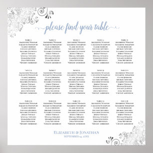 Poster Plat 15 Mariage de table Plat blanc et bleu