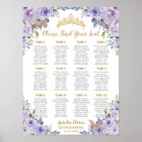 Plat Lilac Floral Or Quinceañera